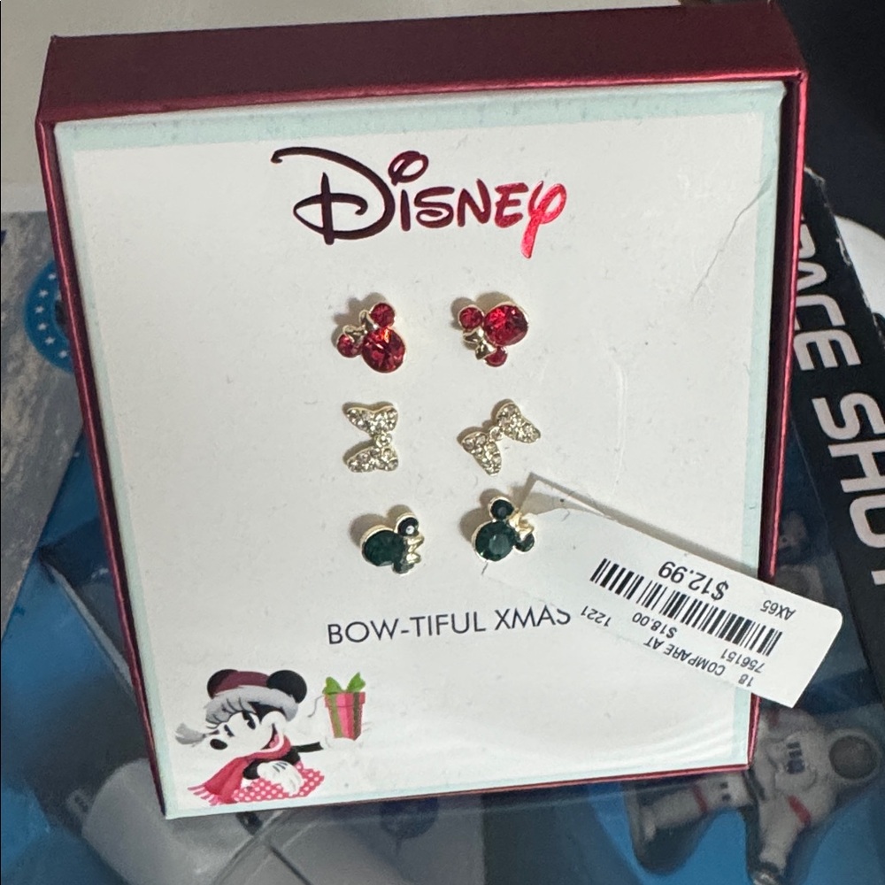 Disney  Minnie Mouse Holiday Earring Set - Red & Green